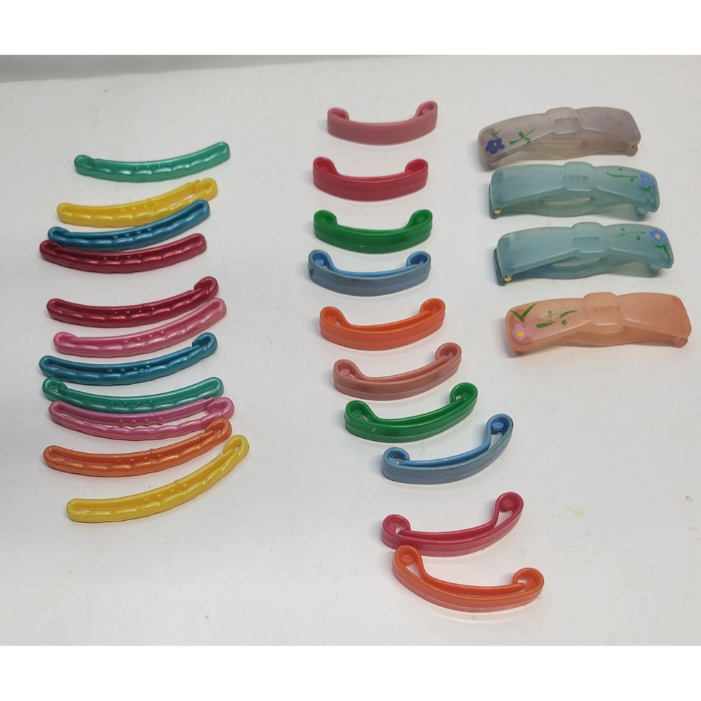 Vtg Lot of 25 Plastic‎ Banana Hair Clips Assorted Colors Sweet Hair Accessories
